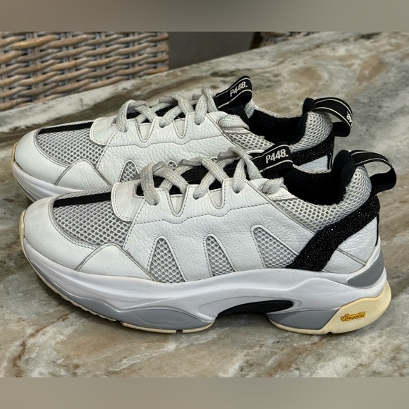 Women’s P448 Luke white glitzy chunky sneakers- Size 37 - Picture 3 of 13